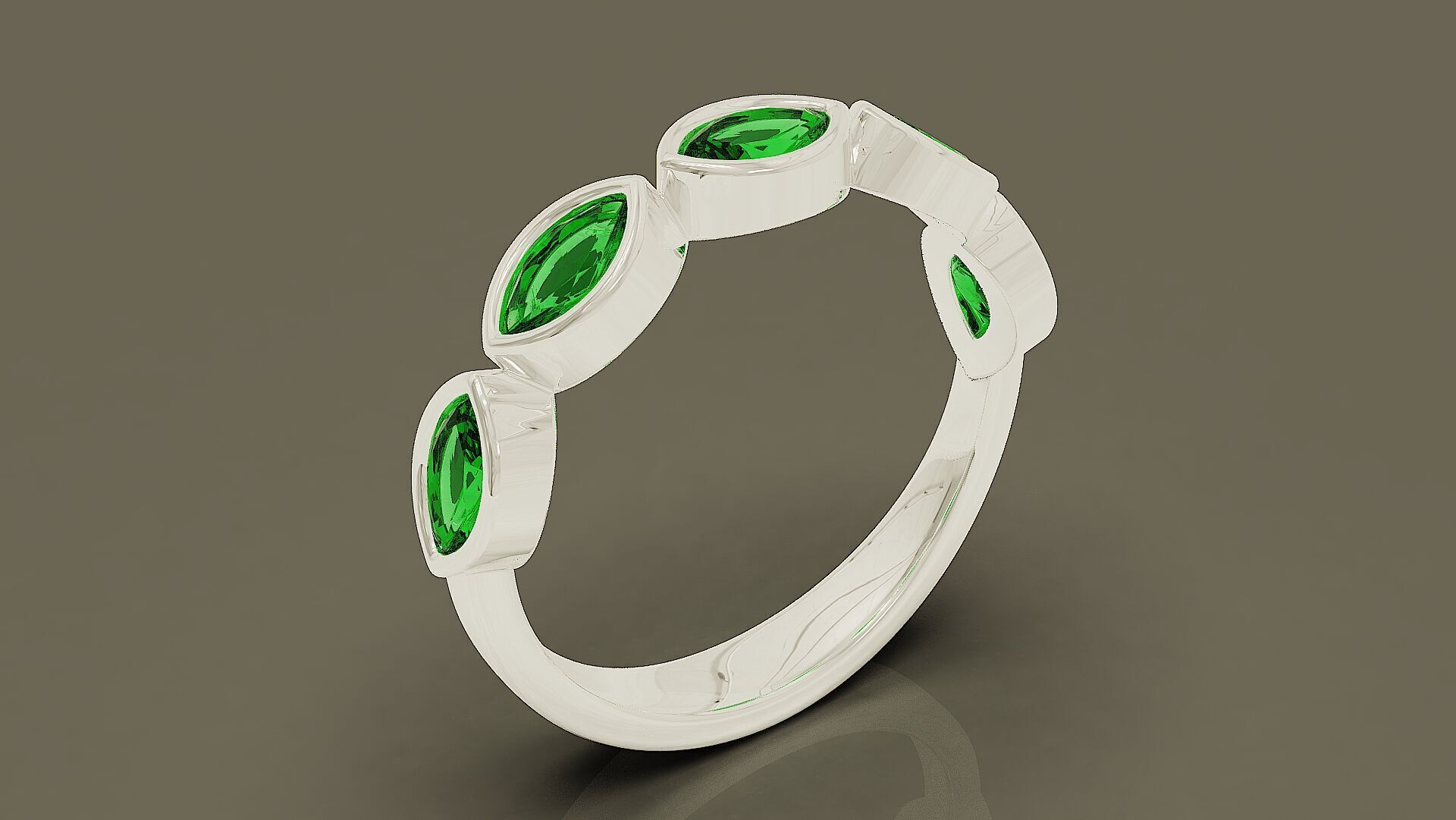 Half eternity bezel set marquise shape diamond ring 3D print model_15