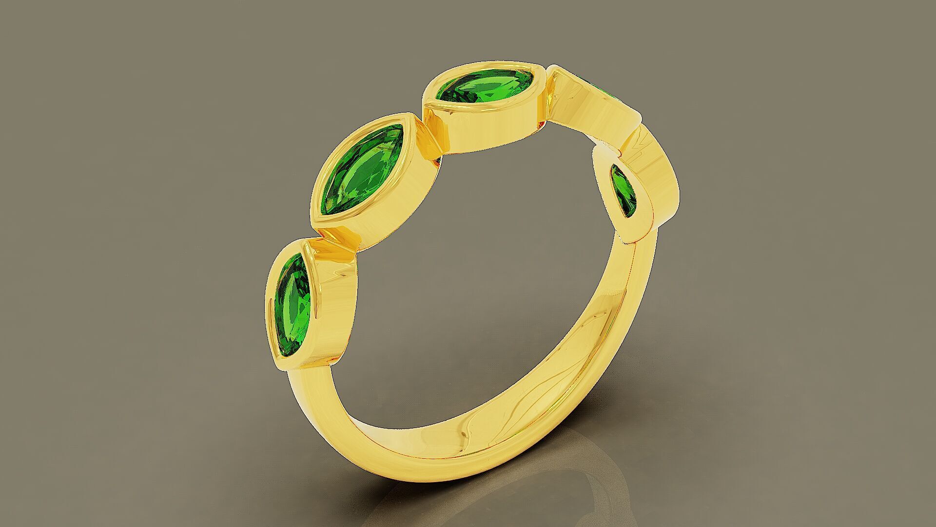 Half eternity bezel set marquise shape diamond ring 3D print model_5