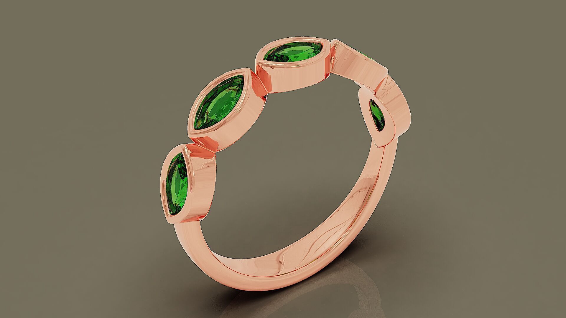 Half eternity bezel set marquise shape diamond ring 3D print model_10