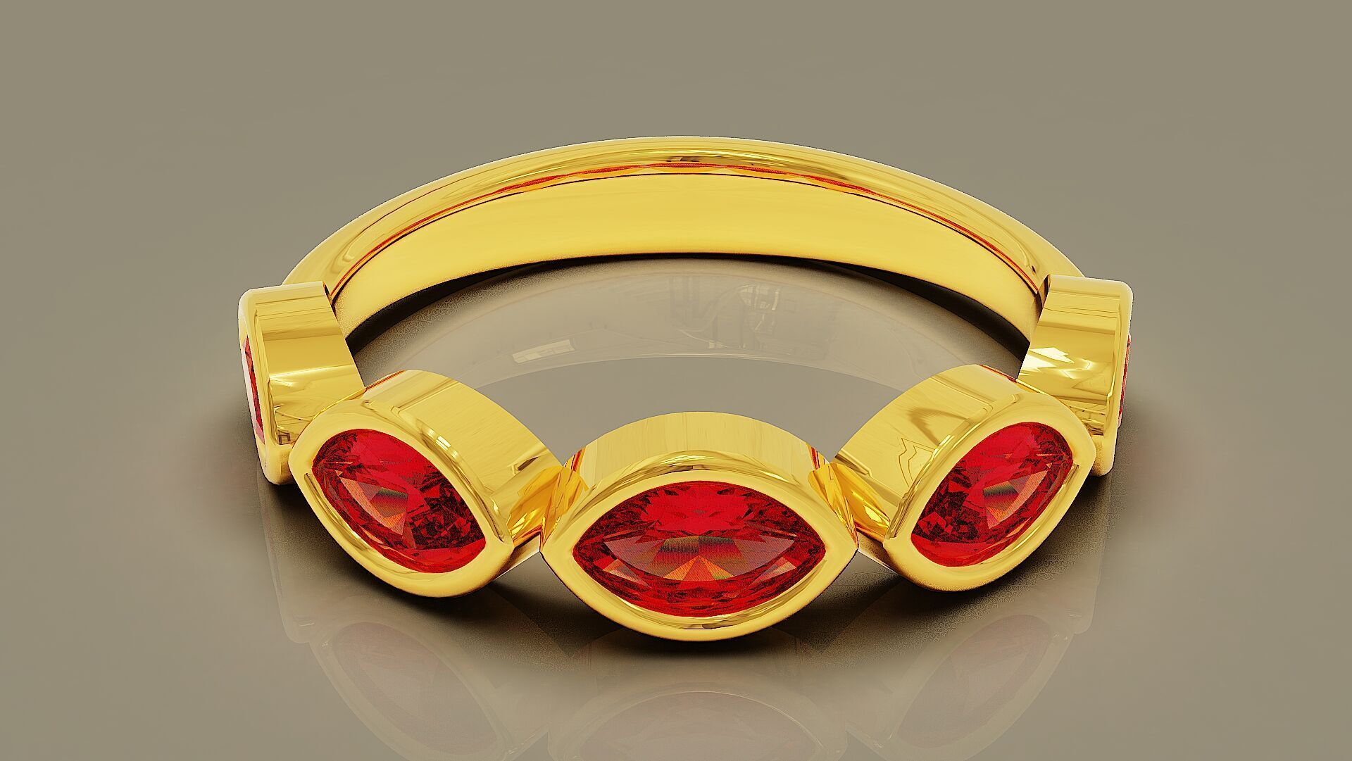 Half eternity bezel set marquise shape diamond ring 3D print model_3