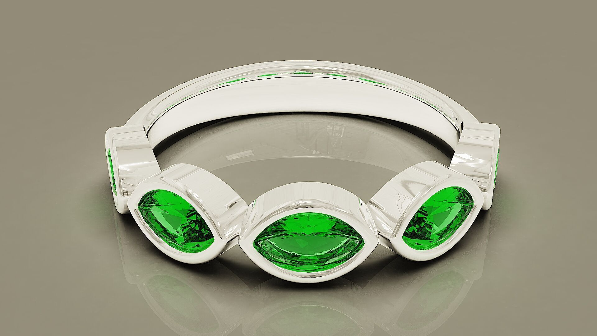 Half eternity bezel set marquise shape diamond ring 3D print model_11