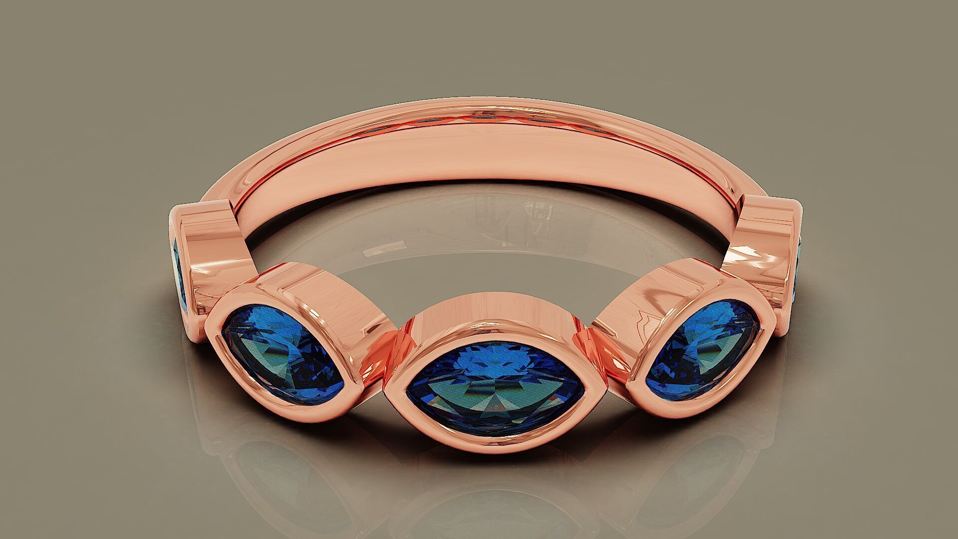 Half eternity bezel set marquise shape diamond ring 3D print model_6