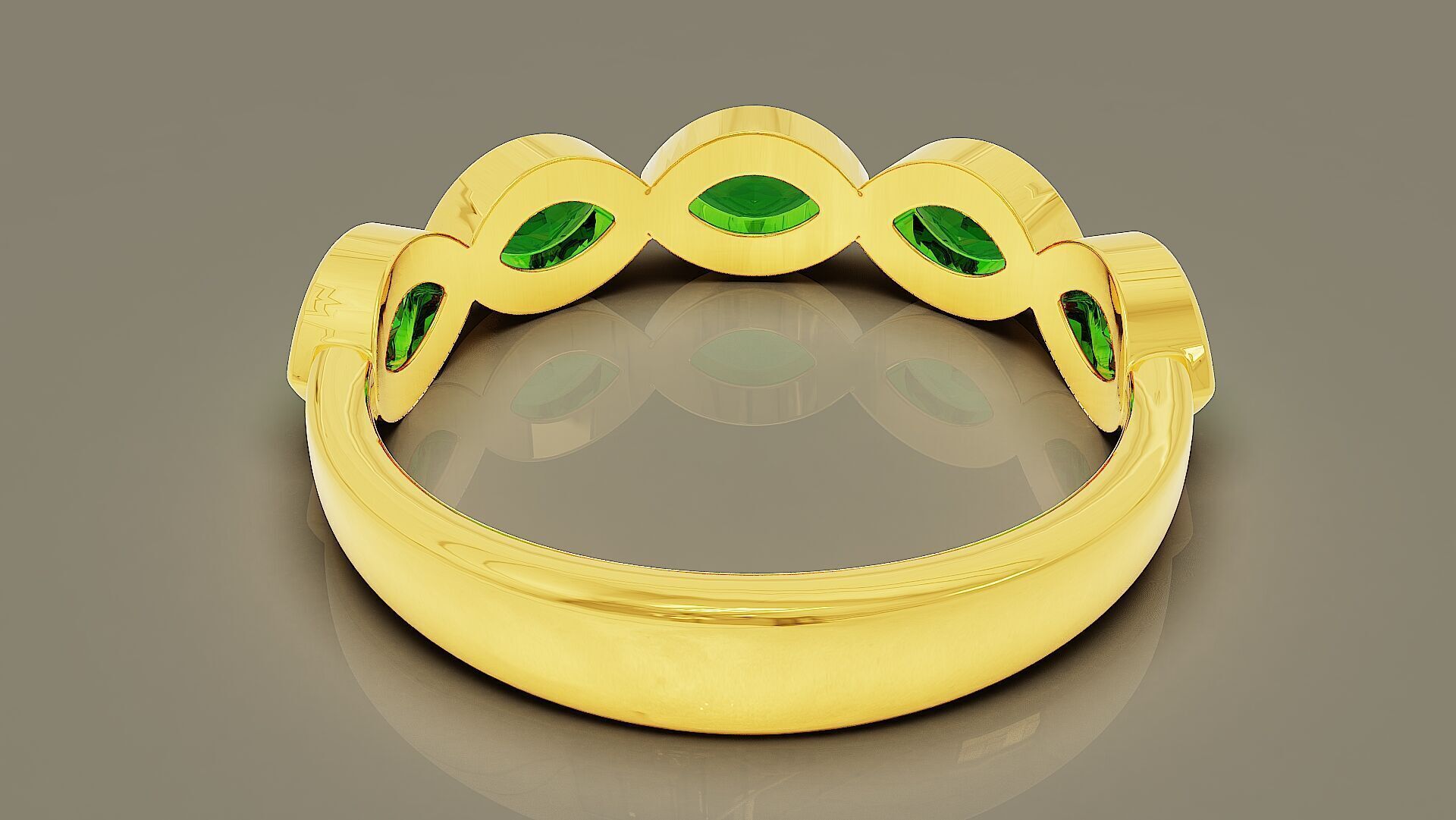 Half eternity bezel set marquise shape diamond ring 3D print model_4