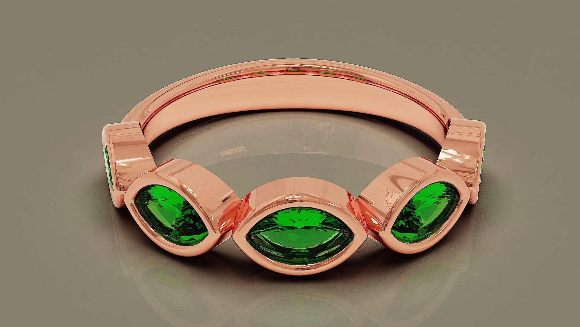 Half eternity bezel set marquise shape diamond ring 3D print model_7