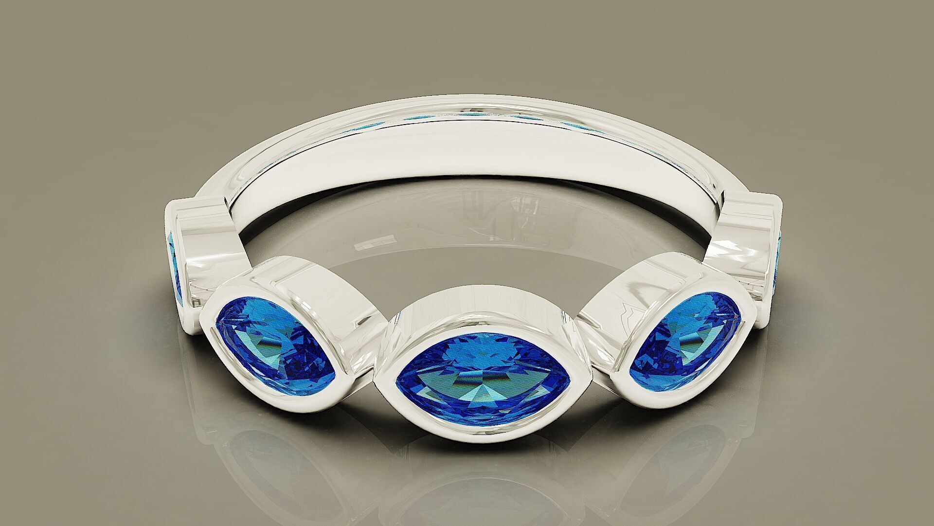 Half eternity bezel set marquise shape diamond ring 3D print model_12