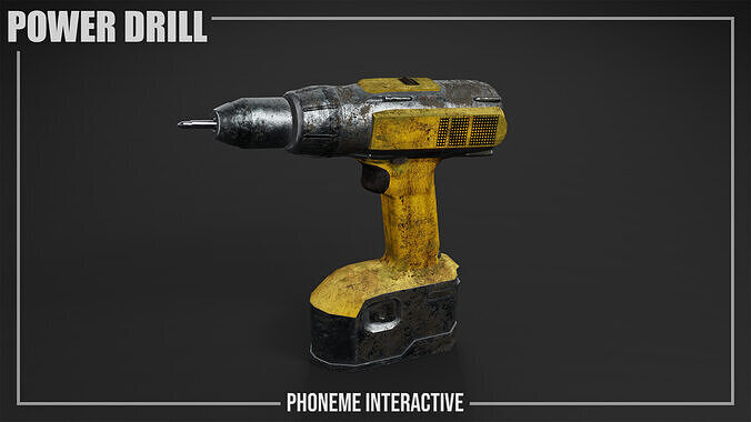 Power Drill - Game Ready Dirty Cordless Tool with 4K PBR Free low-poly 3D model