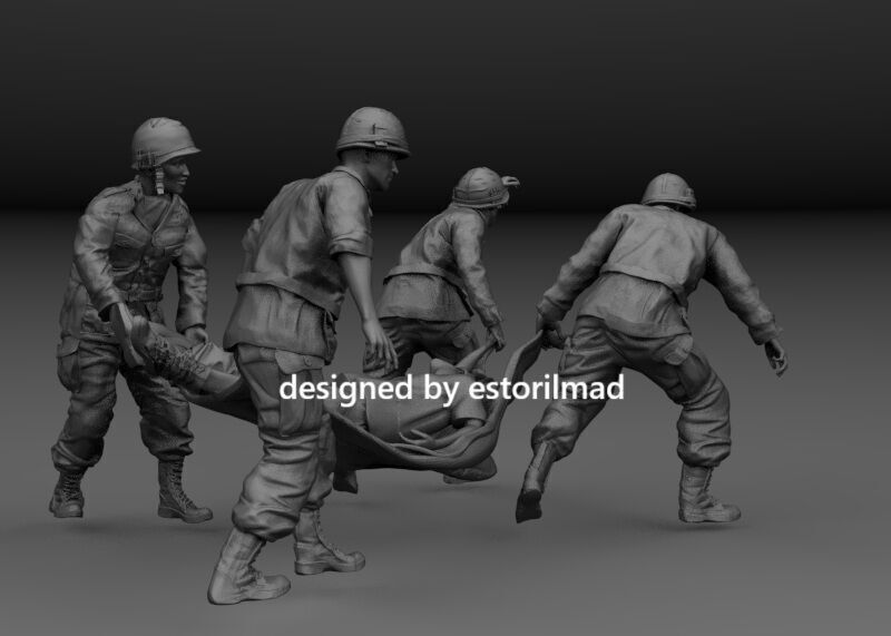 AMERICAN SOLDIERS TRANSPORTING WOUNDED VIETNAM 3D print model_1