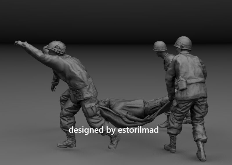 AMERICAN SOLDIERS TRANSPORTING WOUNDED VIETNAM 3D print model_4