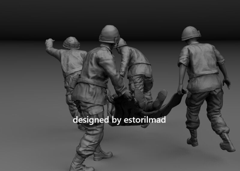 AMERICAN SOLDIERS TRANSPORTING WOUNDED VIETNAM 3D print model_6