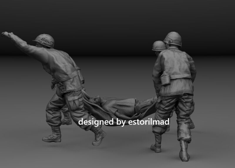 AMERICAN SOLDIERS TRANSPORTING WOUNDED VIETNAM 3D print model_2