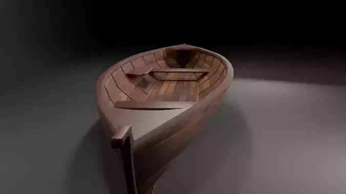 Wooden Longboat Low-poly 3D model