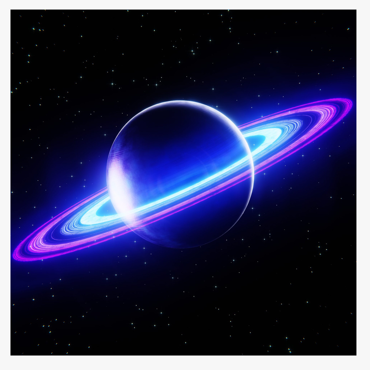 Futuristic Stylized Ringed Planet 3D model_8