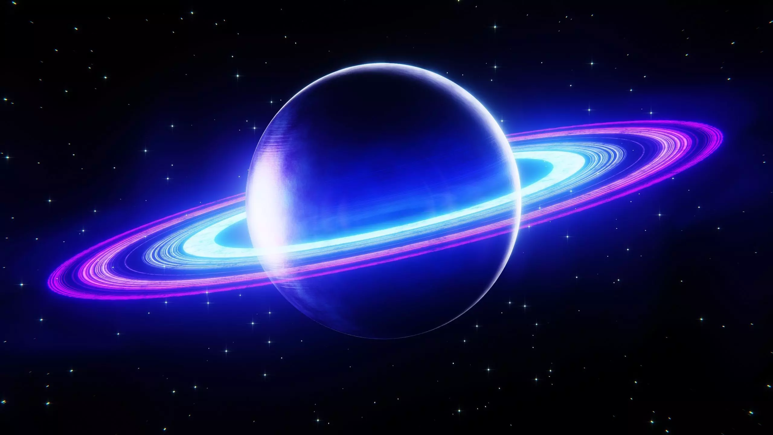 Futuristic Stylized Ringed Planet 3D model_0