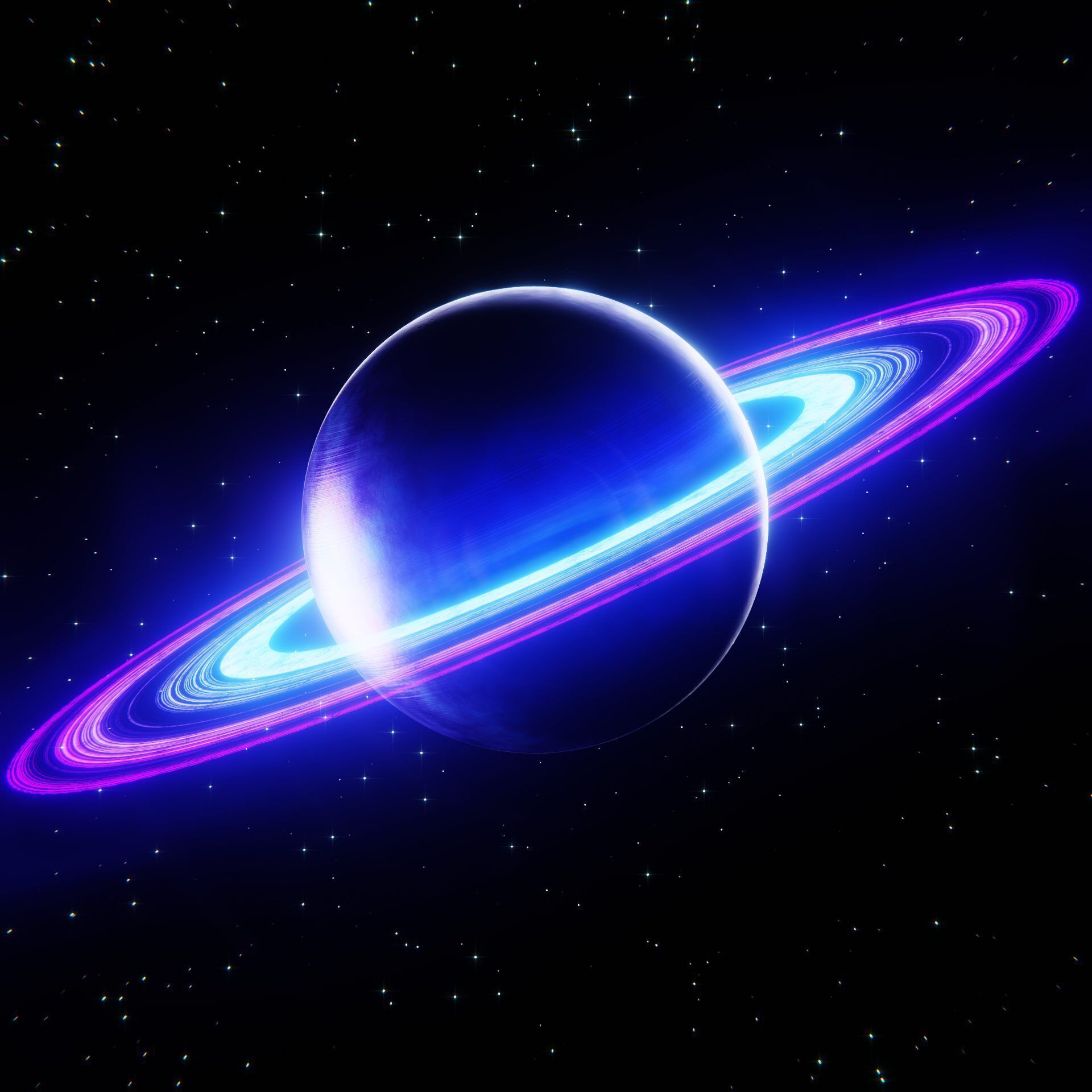 Futuristic Stylized Ringed Planet 3D model_7