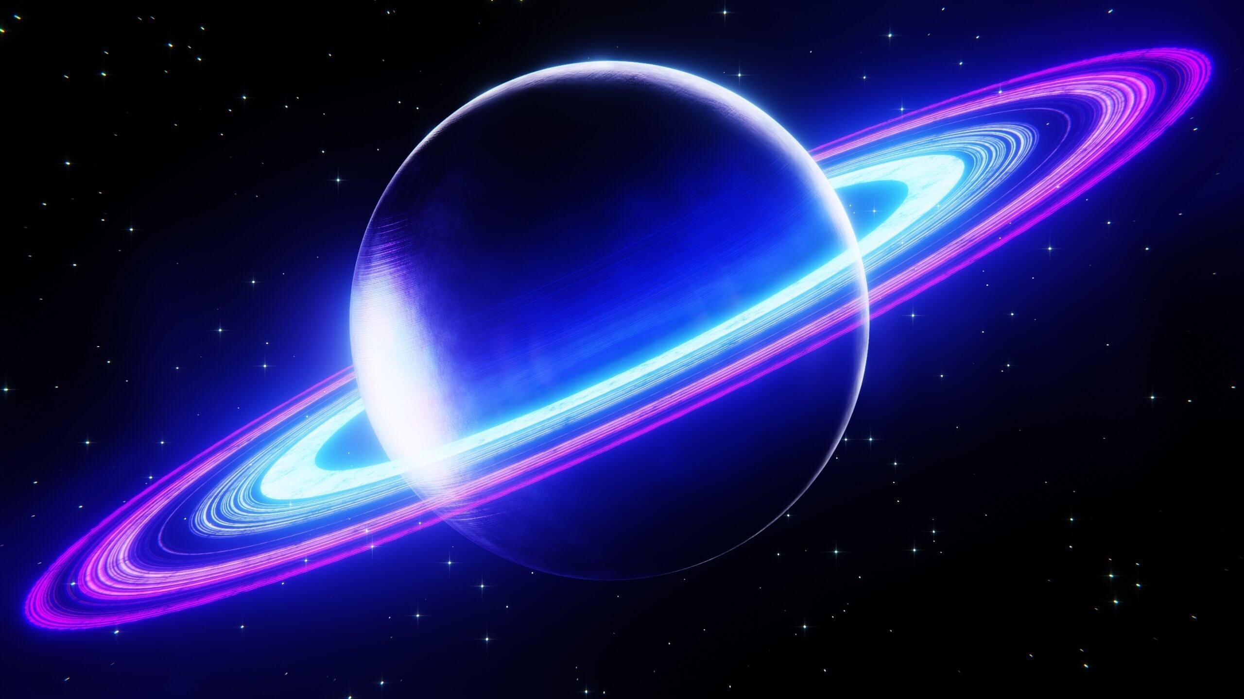 Futuristic Stylized Ringed Planet 3D model_2