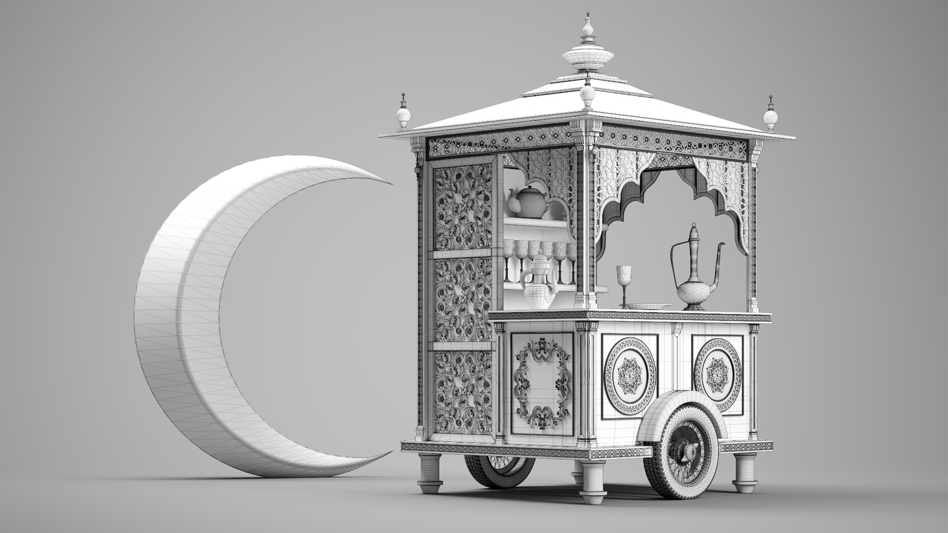 Ramadan Mobile Cart Low-poly 3D model_8