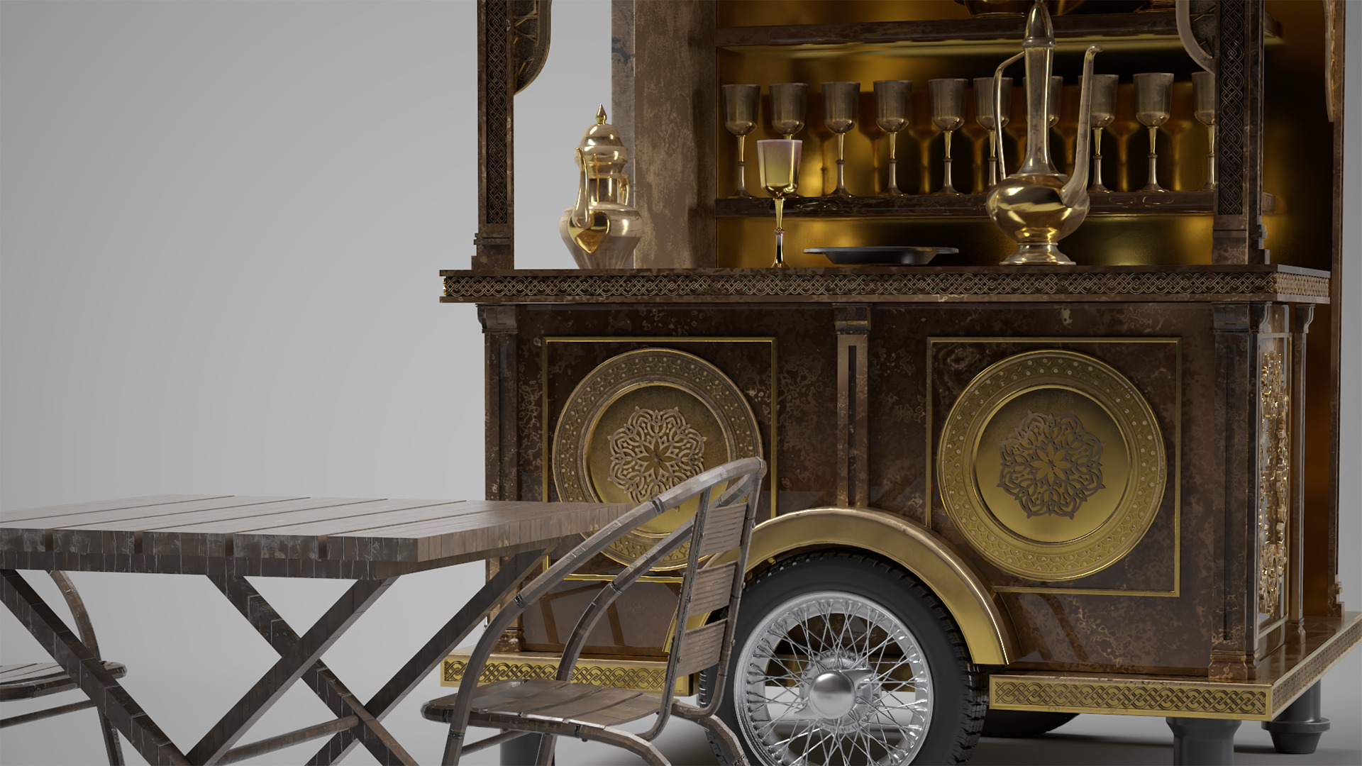 Ramadan Mobile Cart Low-poly 3D model_5