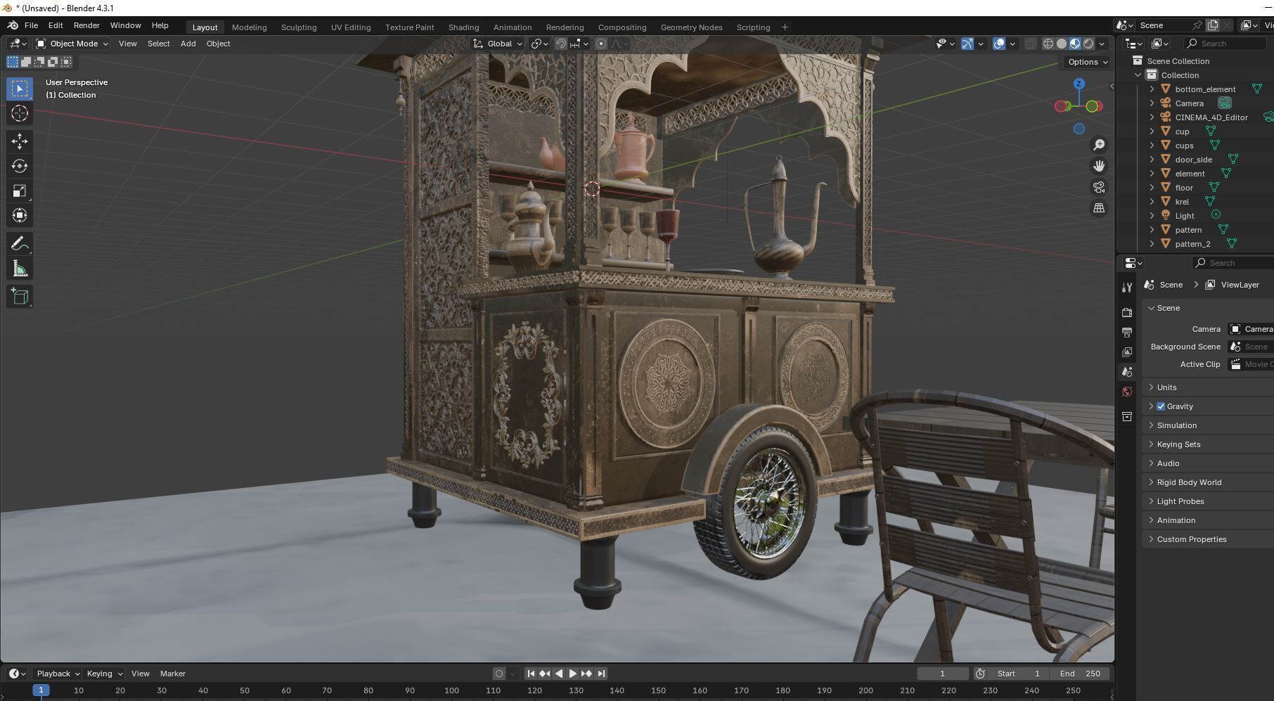 Ramadan Mobile Cart Low-poly 3D model_9
