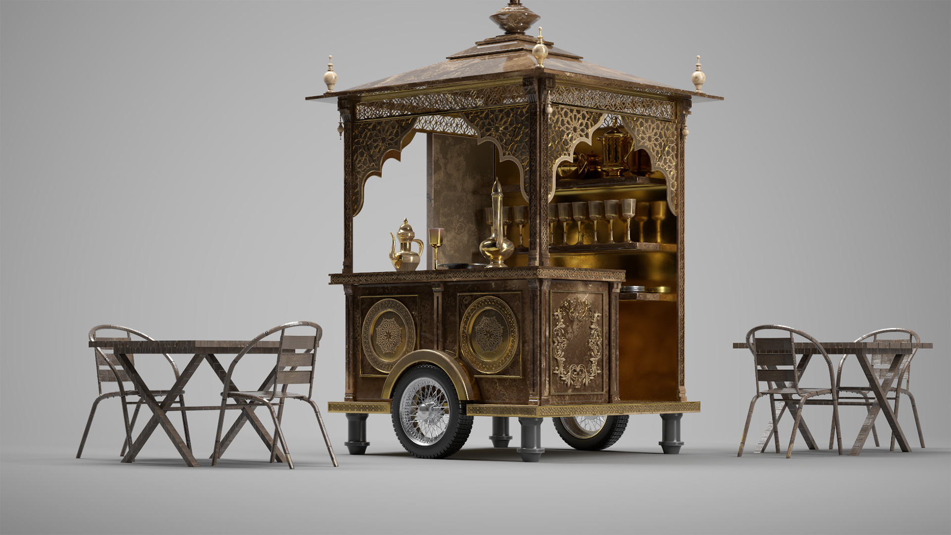 Ramadan Mobile Cart Low-poly 3D model_4