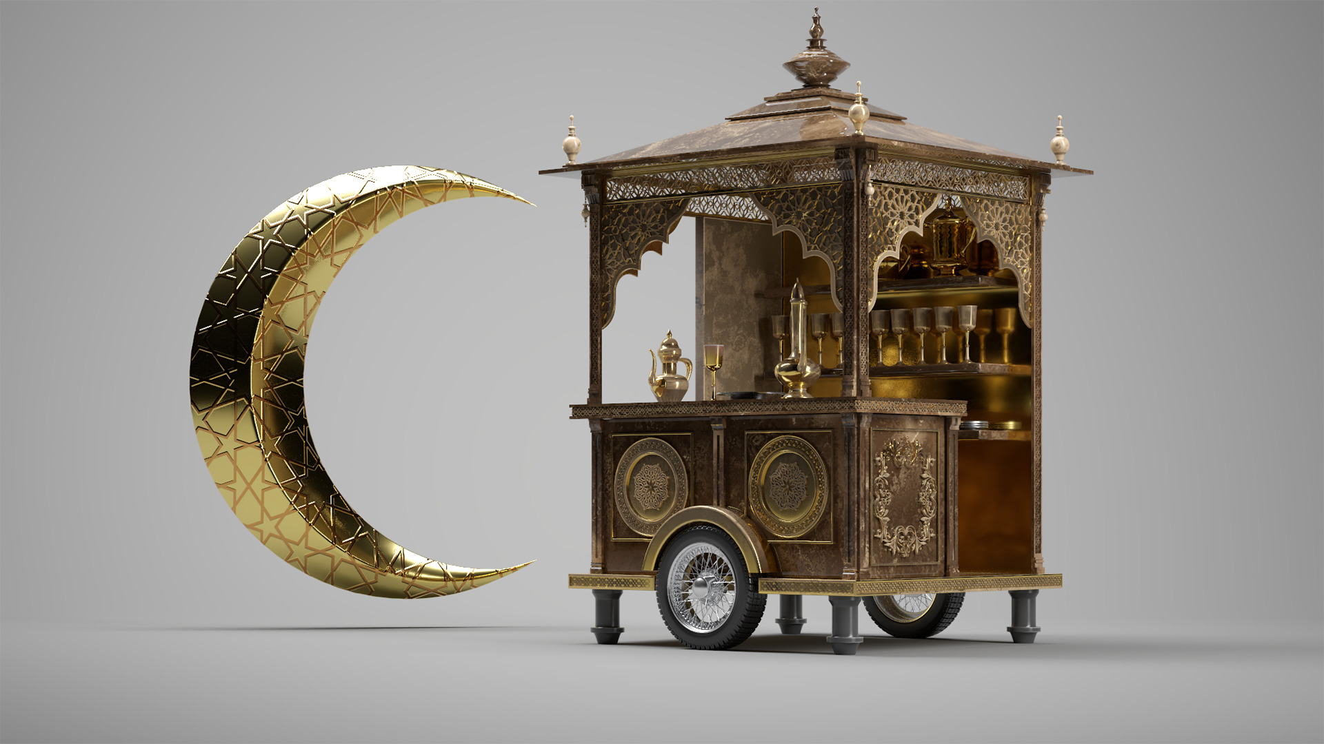 Ramadan Mobile Cart Low-poly 3D model_2
