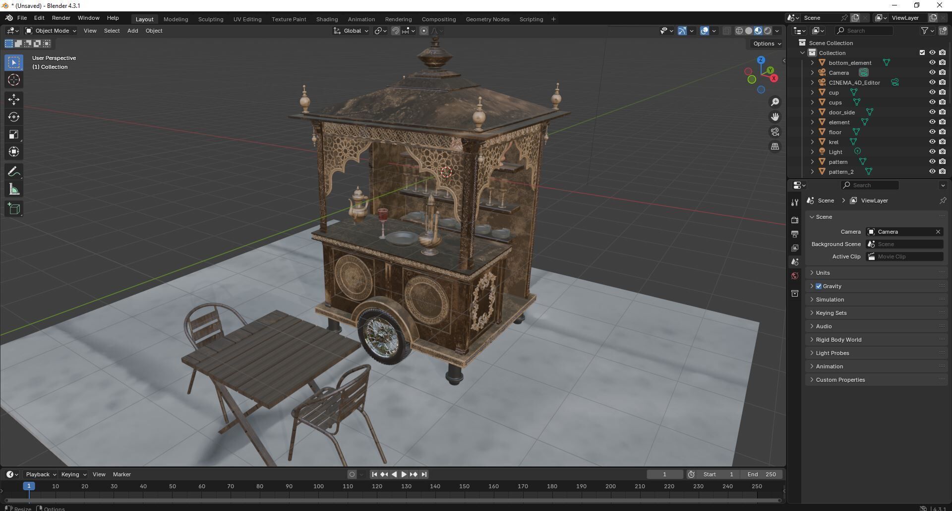 Ramadan Mobile Cart Low-poly 3D model_7