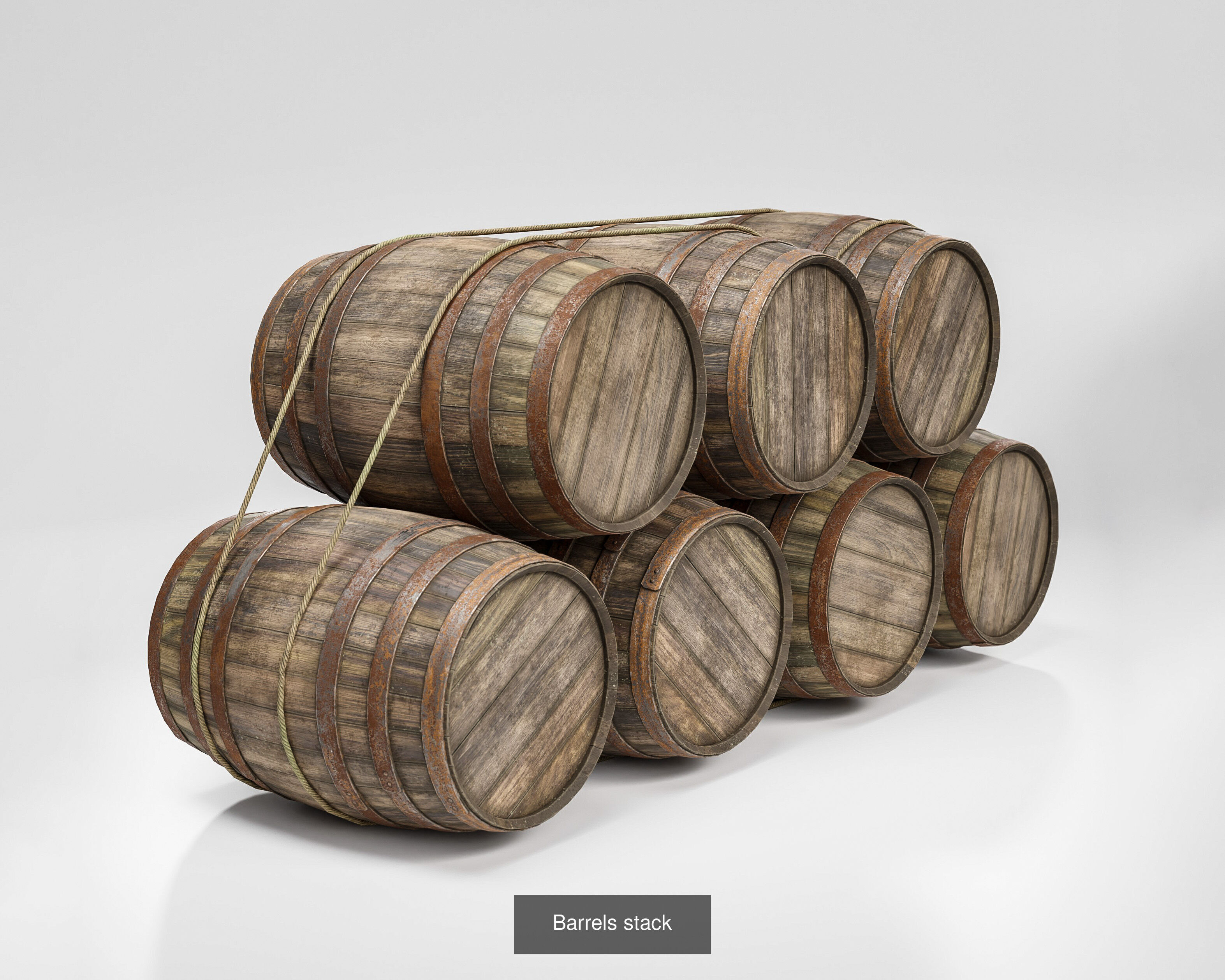 Wooden barrels 3D Model Collection_3