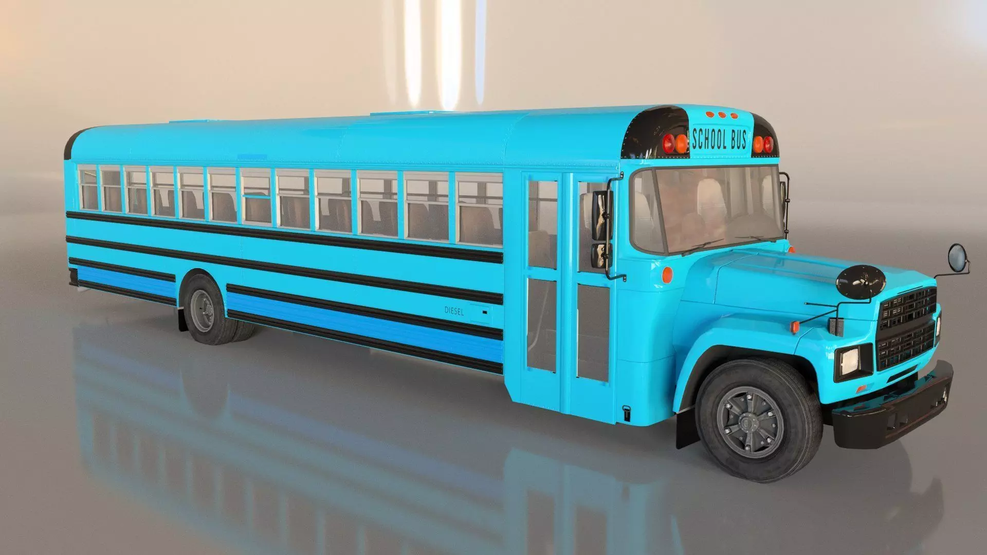 School Bus Low-poly 3D model_0