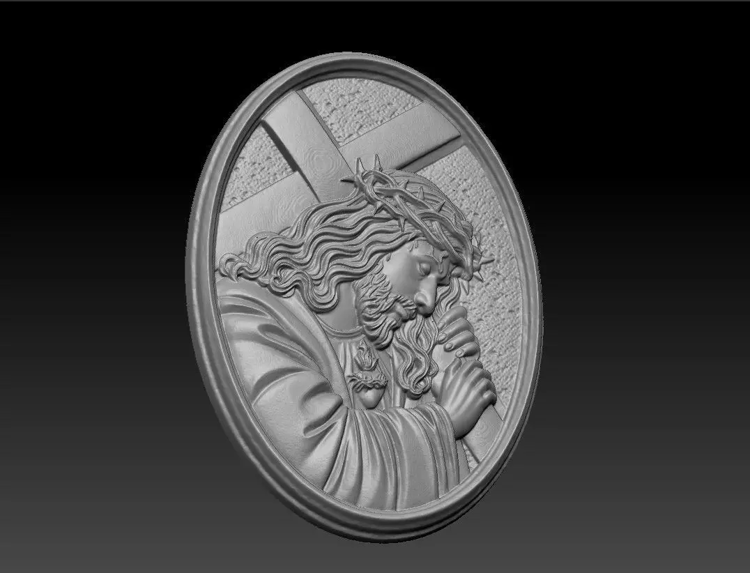 Jesus with Sacred Heart Pendant 3D print model 3D print model_0