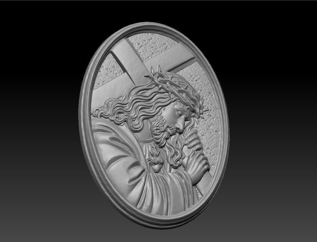 Jesus with Sacred Heart Pendant 3D print model 3D print model_6
