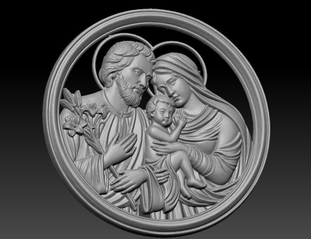 Holy Family Pendant 3D print model 3D print model_3