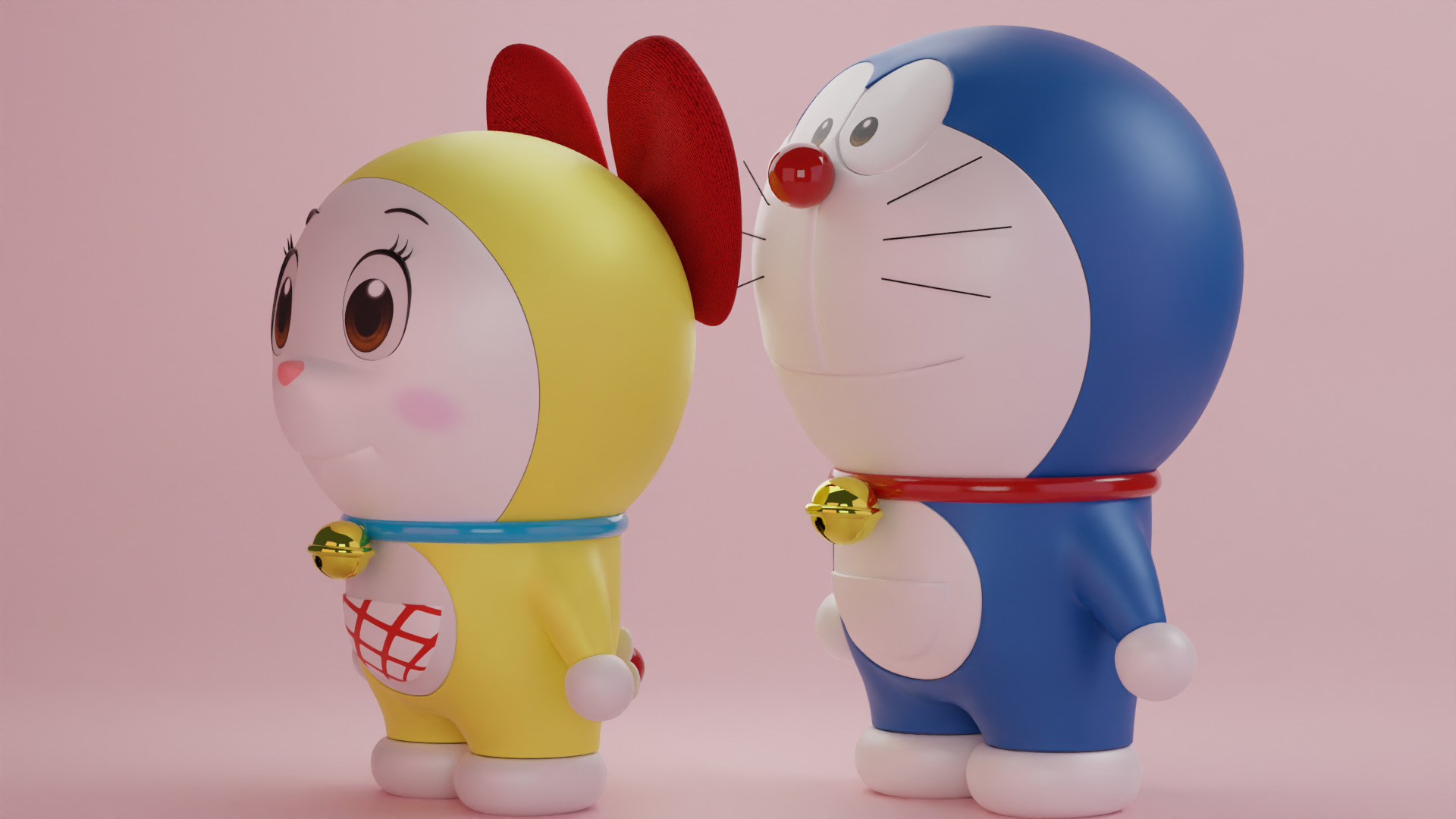 Doraemon and Dorami 3D model_1