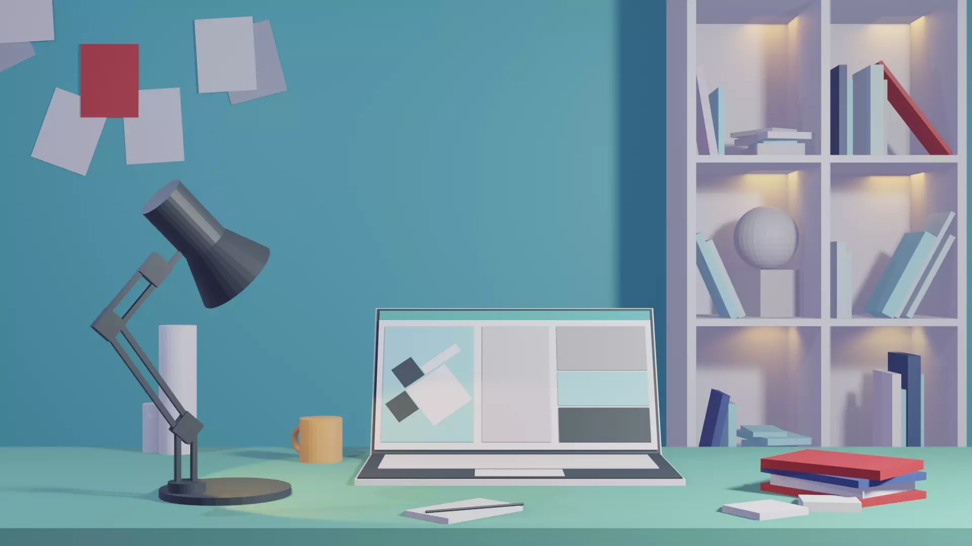 A room of primitives Free low-poly 3D model_0