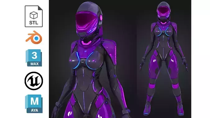 Futuristic Female Sci-Fi Soldier Low-poly 3D model Futuristic Female Sci-Fi Soldier Low-poly 3D model