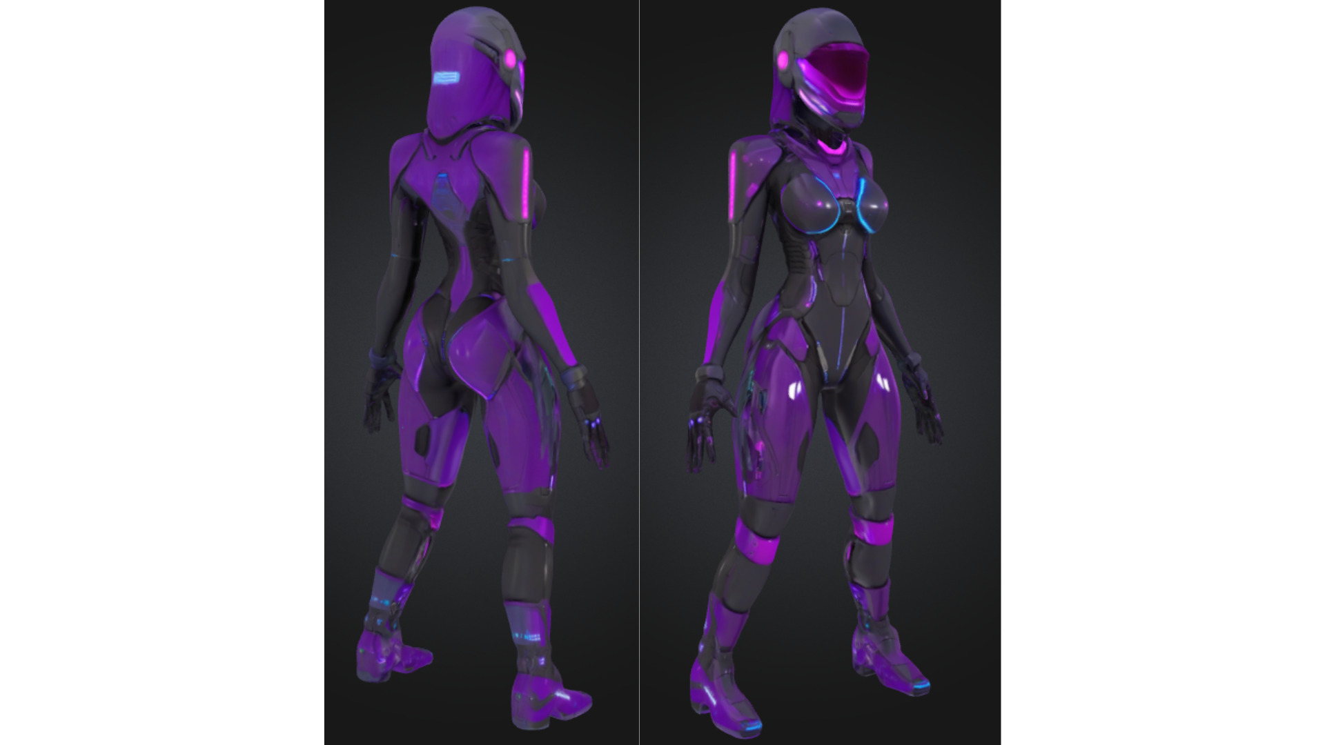 Futuristic Female Sci-Fi Soldier Low-poly 3D model_1