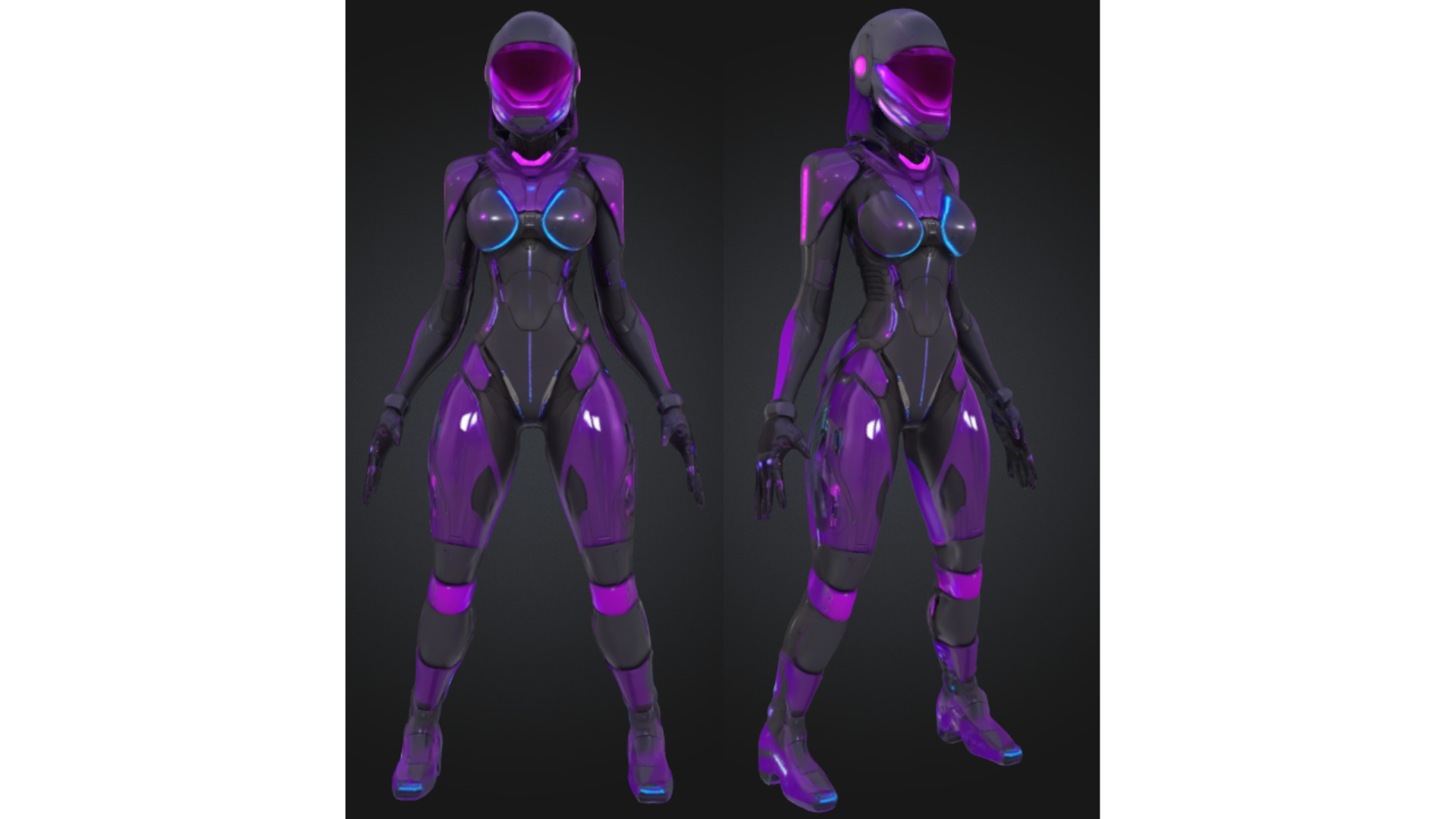 Futuristic Female Sci-Fi Soldier Low-poly 3D model_3