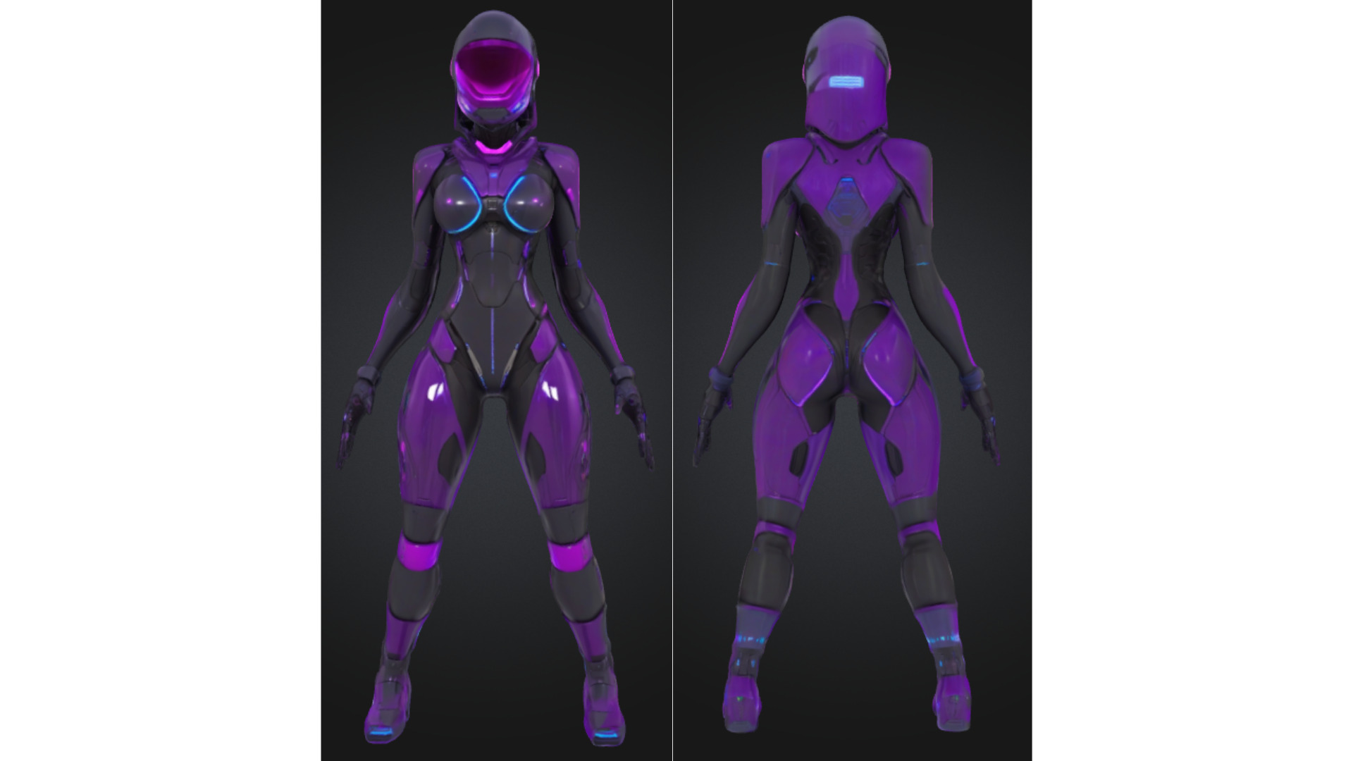 Futuristic Female Sci-Fi Soldier Low-poly 3D model_2