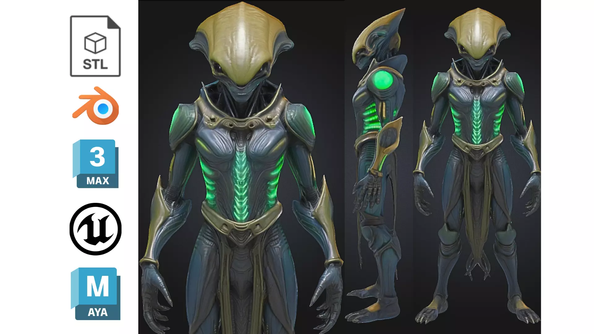 Advanced Extraterrestrial Soldier Low-poly 3D model_0