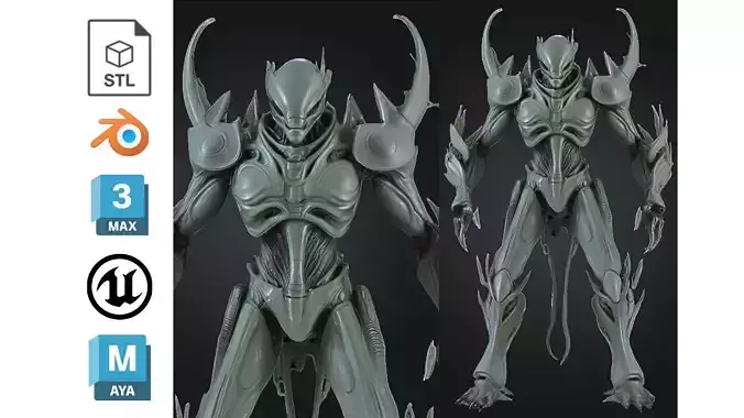Alien Warlord Low-poly 3D model