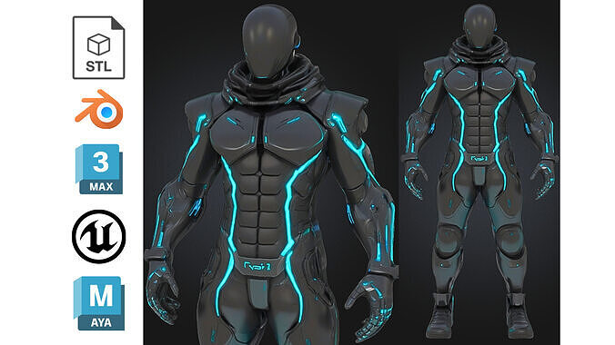 Sci Fi Tactical Cyborg Low-poly 3D model