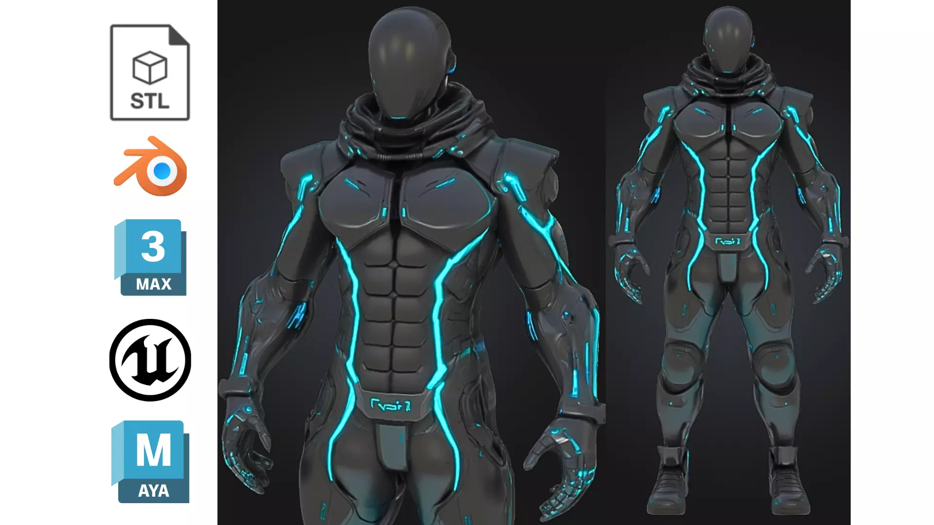 Sci Fi Tactical Cyborg Low-poly 3D model_0