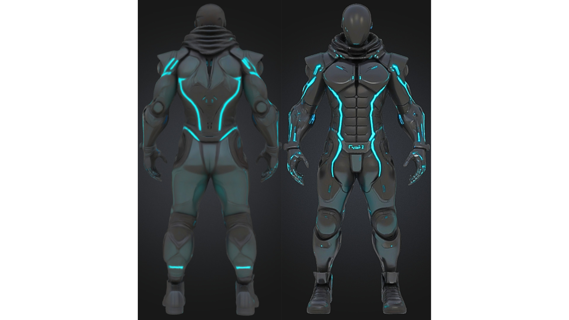 Sci Fi Tactical Cyborg Low-poly 3D model_1