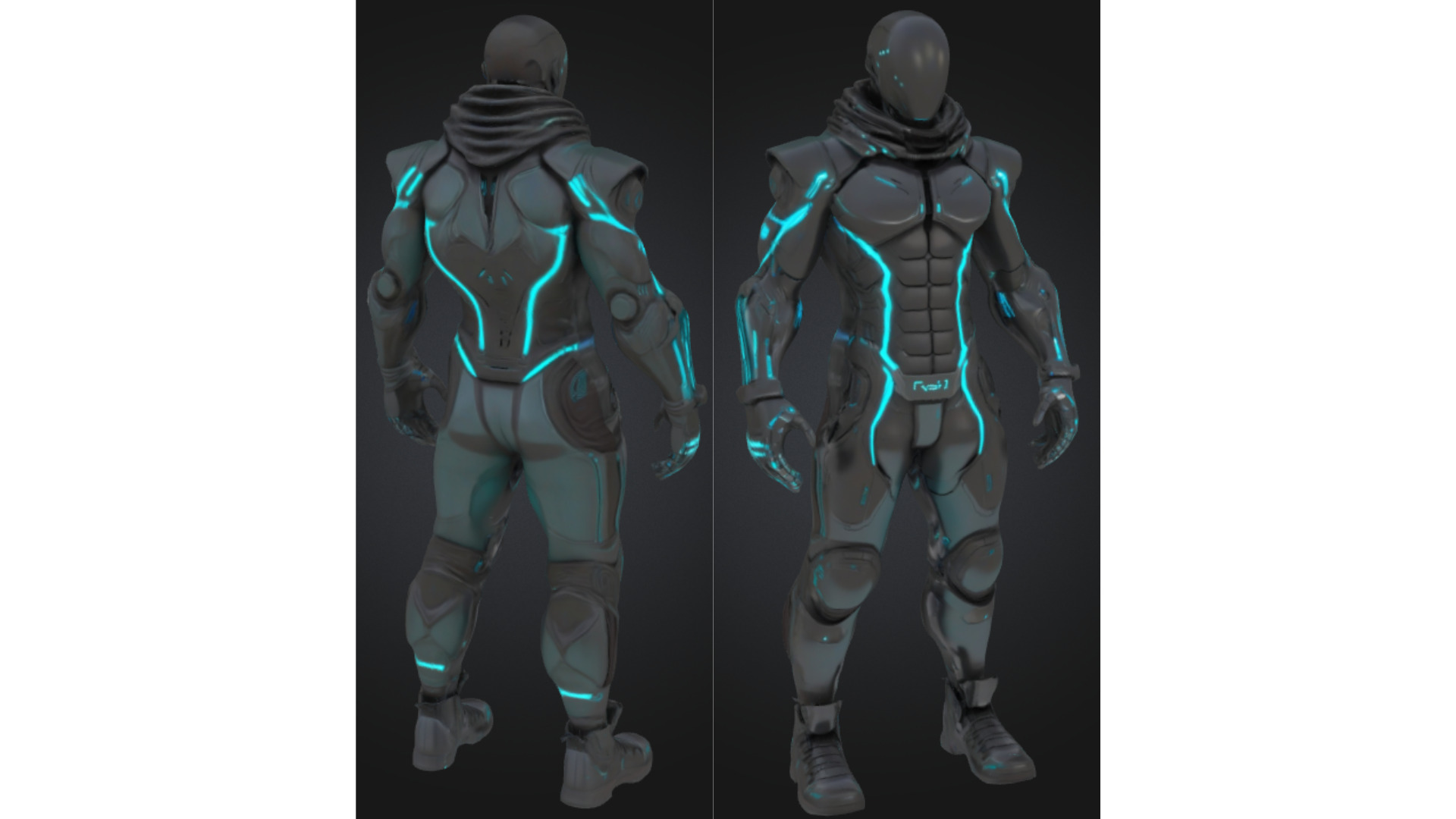 Sci Fi Tactical Cyborg Low-poly 3D model_2