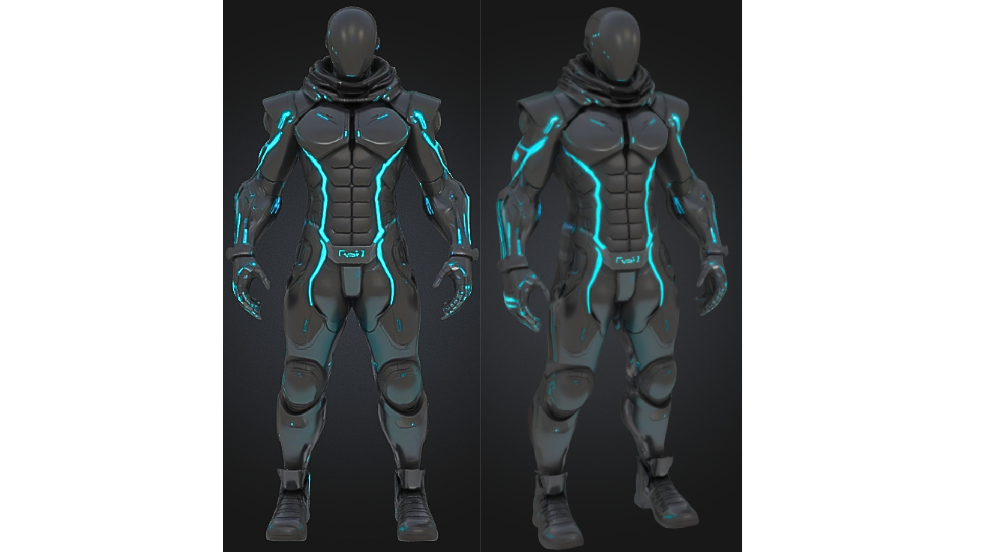 Sci Fi Tactical Cyborg Low-poly 3D model_3