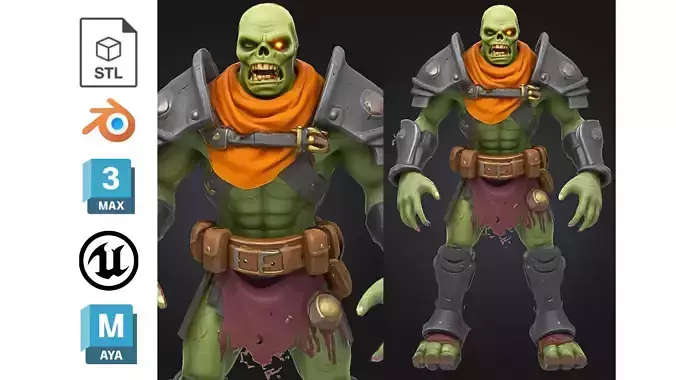 Stylized Zombie Warrior Armor Low-poly 3D model