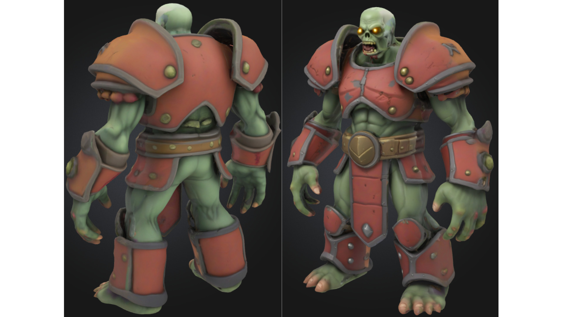 Zombie Warrior Red Armor Low-poly 3D model_2