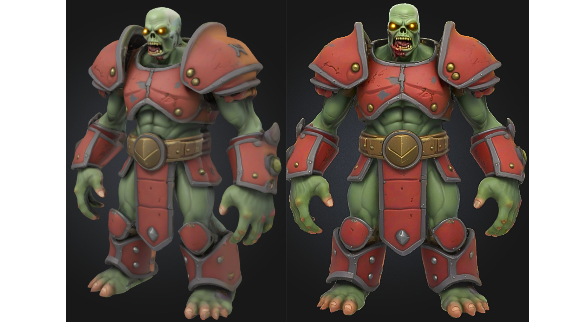 Zombie Warrior Red Armor Low-poly 3D model_3