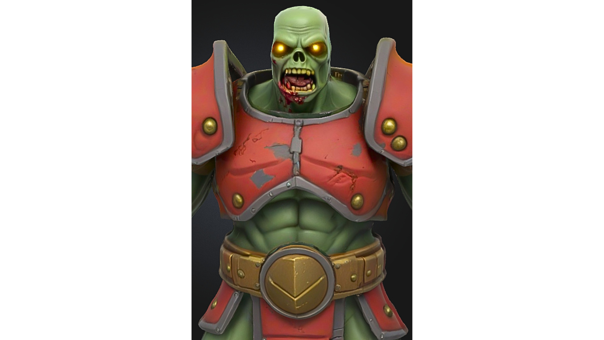 Zombie Warrior Red Armor Low-poly 3D model_4