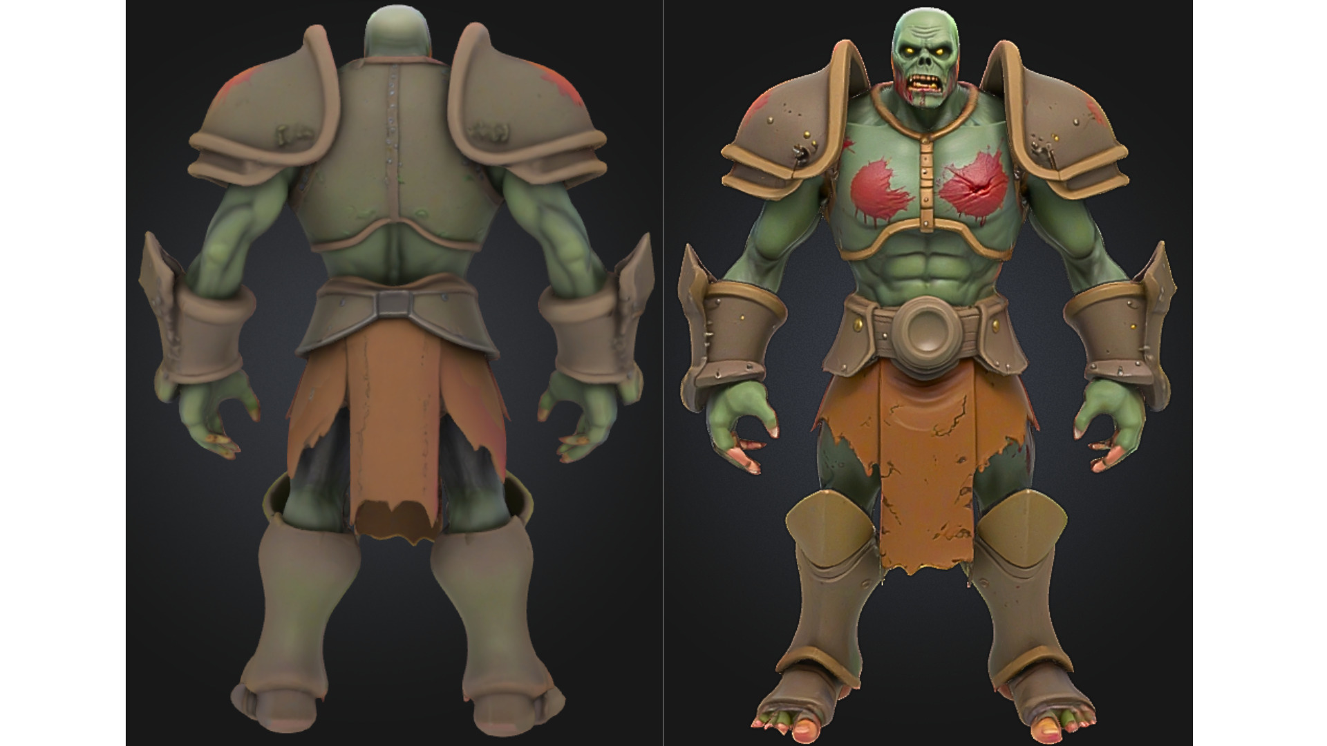 Zombie Gladiator Warrior Low-poly 3D model_1