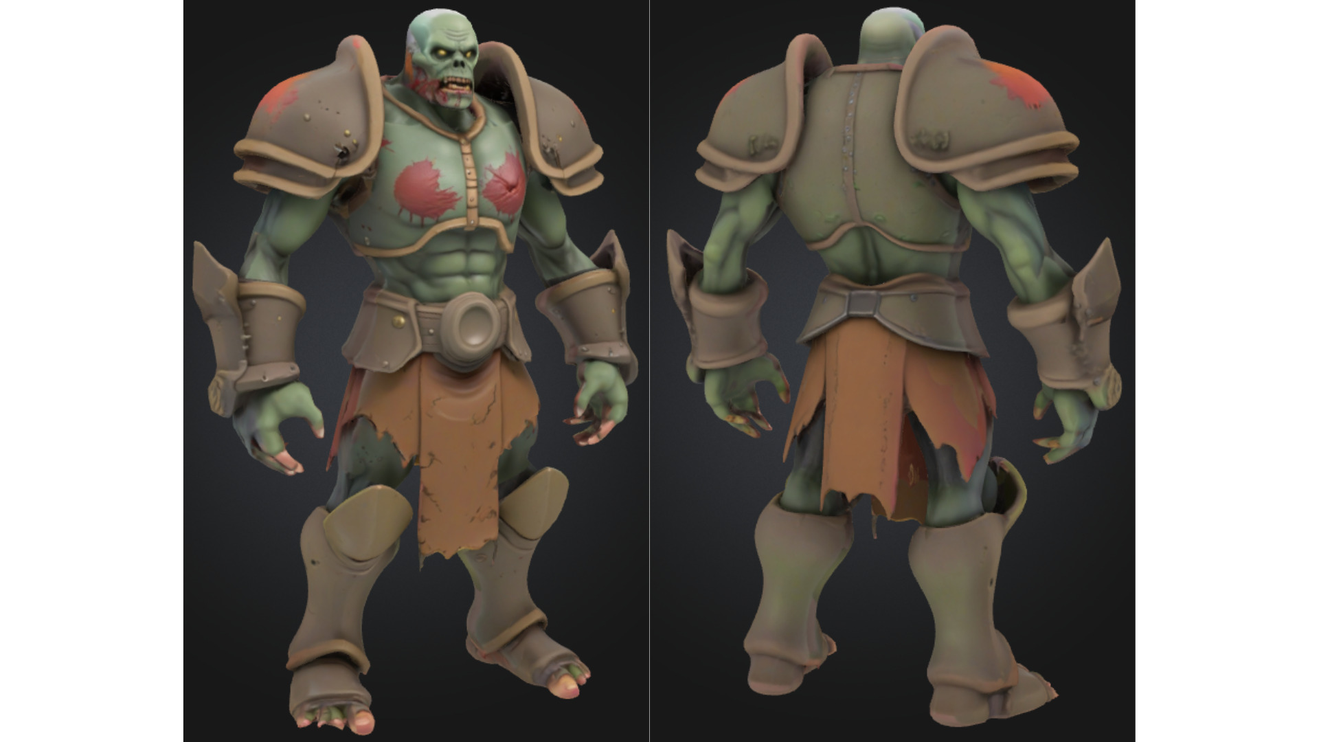 Zombie Gladiator Warrior Low-poly 3D model_2