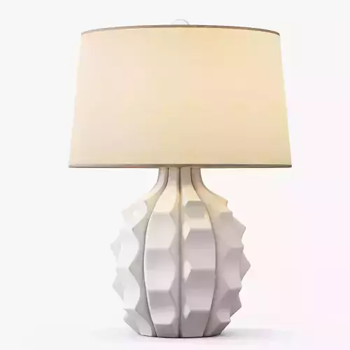 SCALLOPED CERAMIC TABLE LAMP  WHITE
